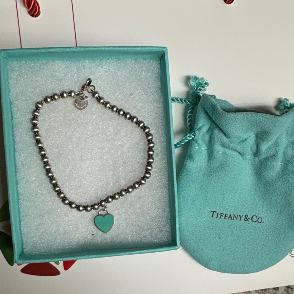 Tiffany & Co. Silver Bracelet with Turquoise Heart Charm